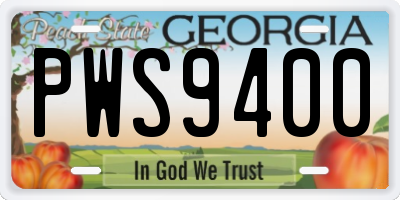 GA license plate PWS9400
