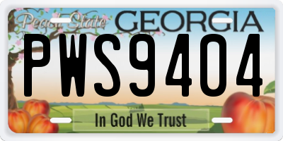 GA license plate PWS9404