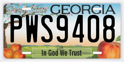 GA license plate PWS9408