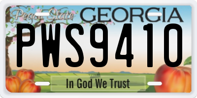 GA license plate PWS9410