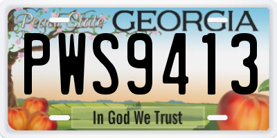 GA license plate PWS9413