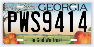 GA license plate PWS9414