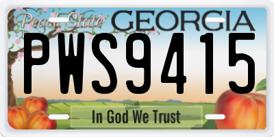 GA license plate PWS9415