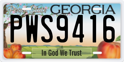 GA license plate PWS9416