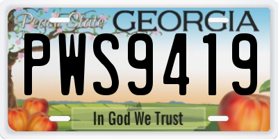 GA license plate PWS9419