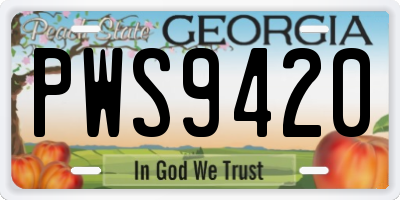 GA license plate PWS9420