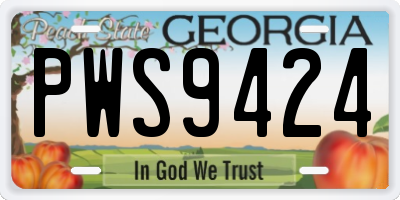 GA license plate PWS9424