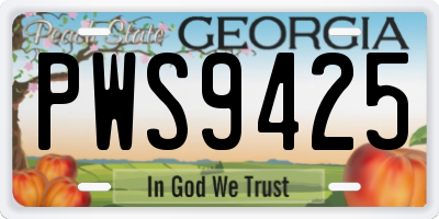 GA license plate PWS9425