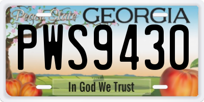 GA license plate PWS9430