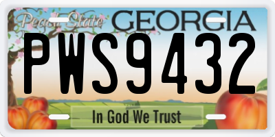 GA license plate PWS9432