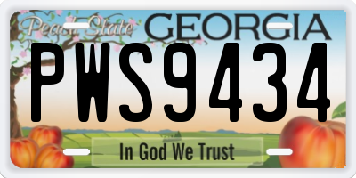 GA license plate PWS9434