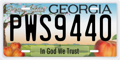 GA license plate PWS9440
