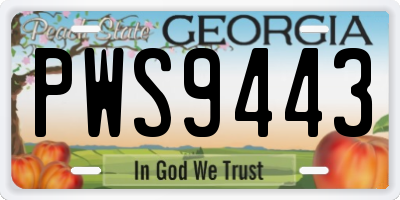 GA license plate PWS9443