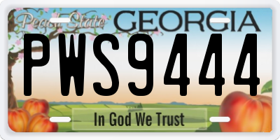 GA license plate PWS9444