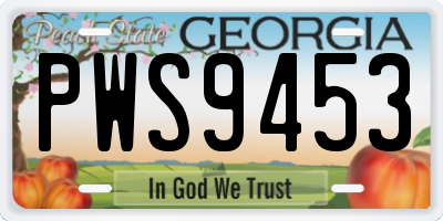 GA license plate PWS9453