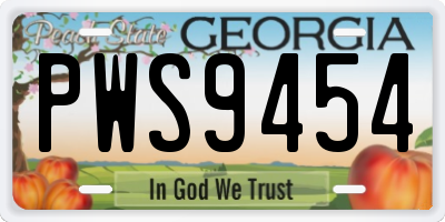 GA license plate PWS9454