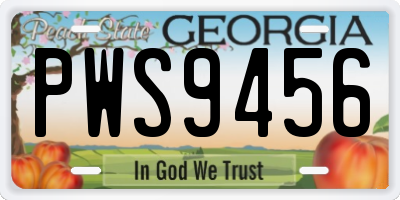 GA license plate PWS9456