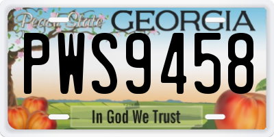 GA license plate PWS9458