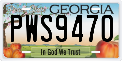 GA license plate PWS9470