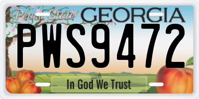 GA license plate PWS9472