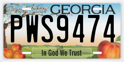 GA license plate PWS9474