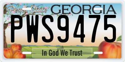GA license plate PWS9475