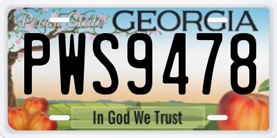 GA license plate PWS9478
