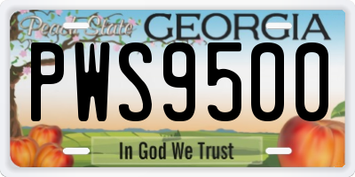 GA license plate PWS9500