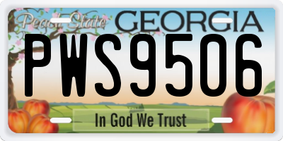 GA license plate PWS9506