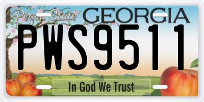 GA license plate PWS9511