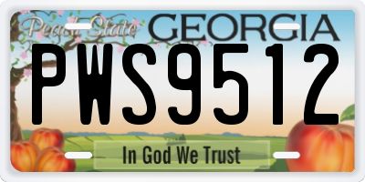 GA license plate PWS9512