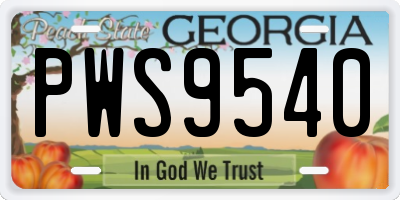 GA license plate PWS9540