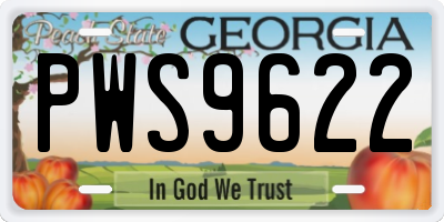 GA license plate PWS9622