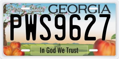 GA license plate PWS9627