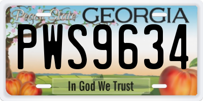 GA license plate PWS9634