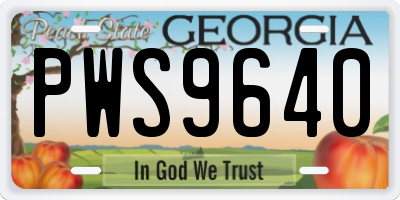 GA license plate PWS9640