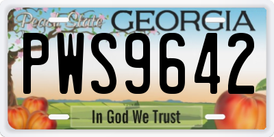 GA license plate PWS9642