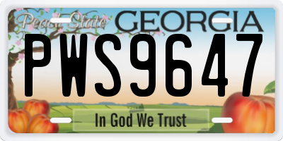 GA license plate PWS9647