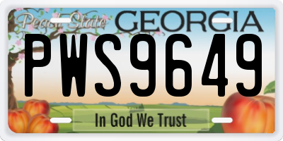 GA license plate PWS9649