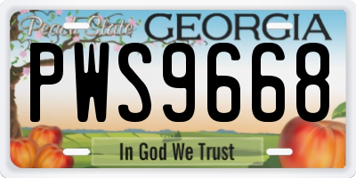 GA license plate PWS9668