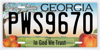 GA license plate PWS9670