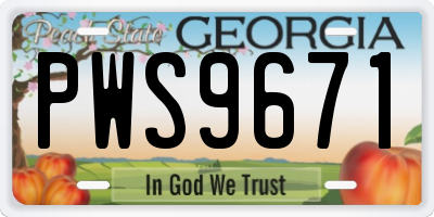 GA license plate PWS9671