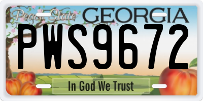 GA license plate PWS9672