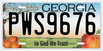 GA license plate PWS9676