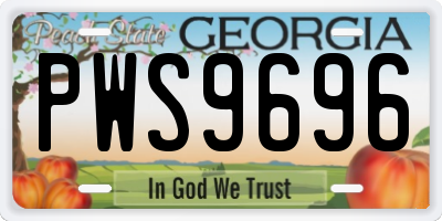 GA license plate PWS9696