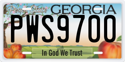 GA license plate PWS9700