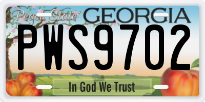 GA license plate PWS9702