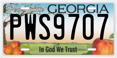 GA license plate PWS9707