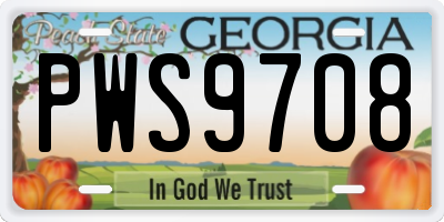 GA license plate PWS9708