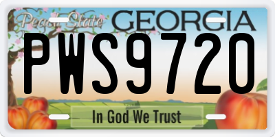 GA license plate PWS9720